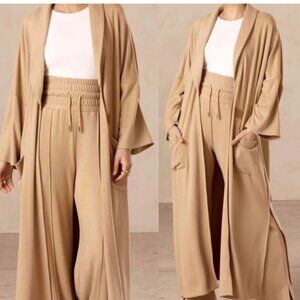 Veiled Collection Long Sleeve Longline Lounge Jacket Cappuccino Womens Medium
